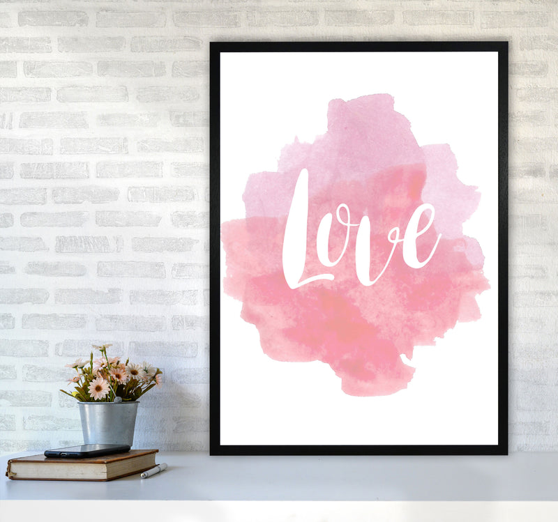 Love Pink Watercolour Modern Print A1 White Frame