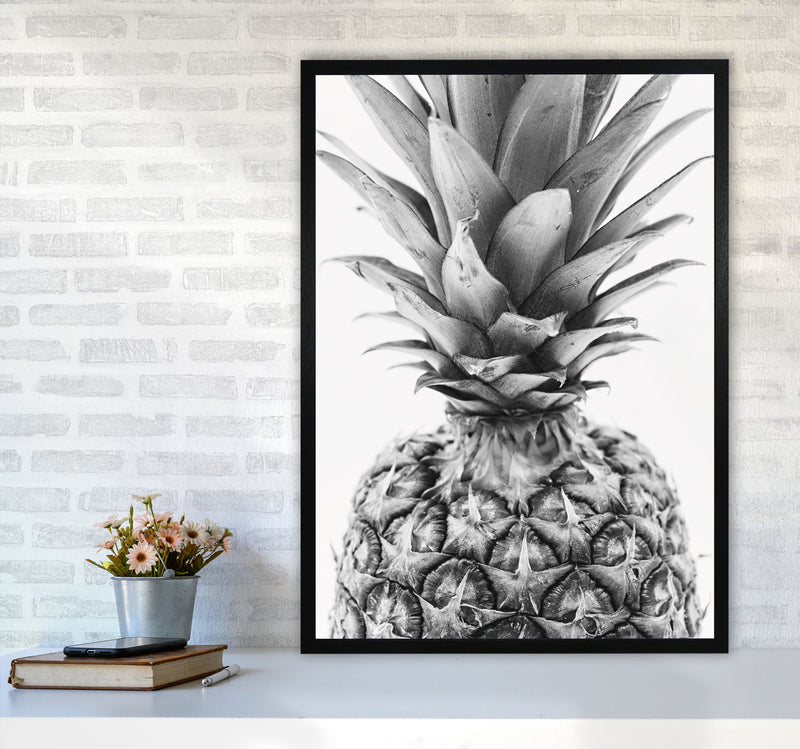Black And White Pineapple Modern Print, Framed Kitchen Wall Art A1 White Frame