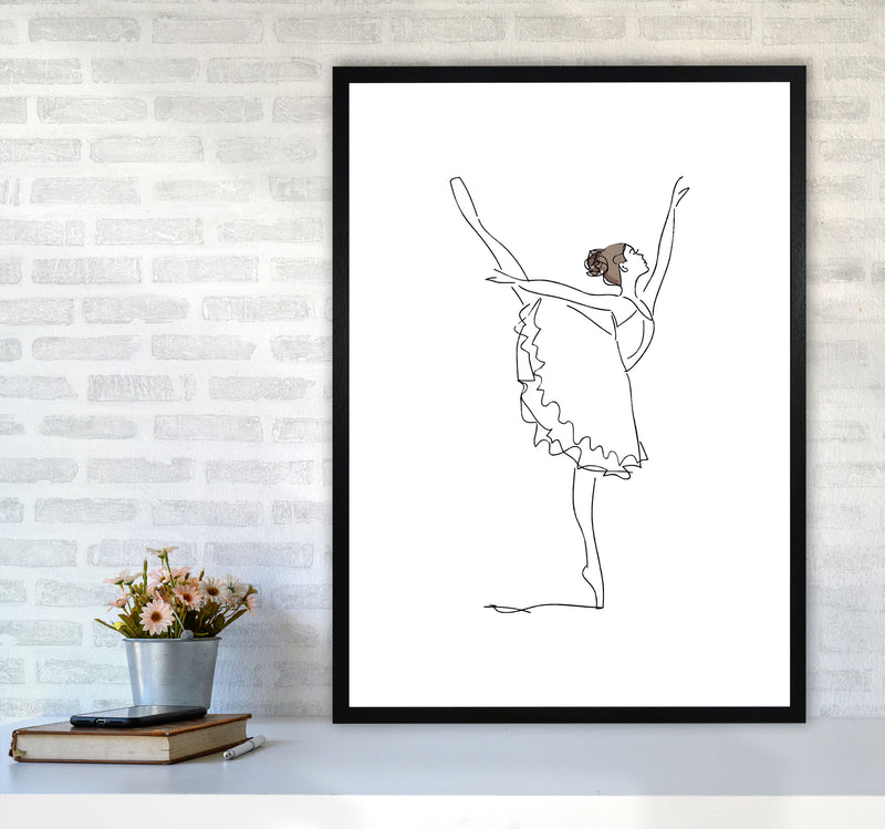 Ballet Dancer Line Drawing Modern Print A1 White Frame