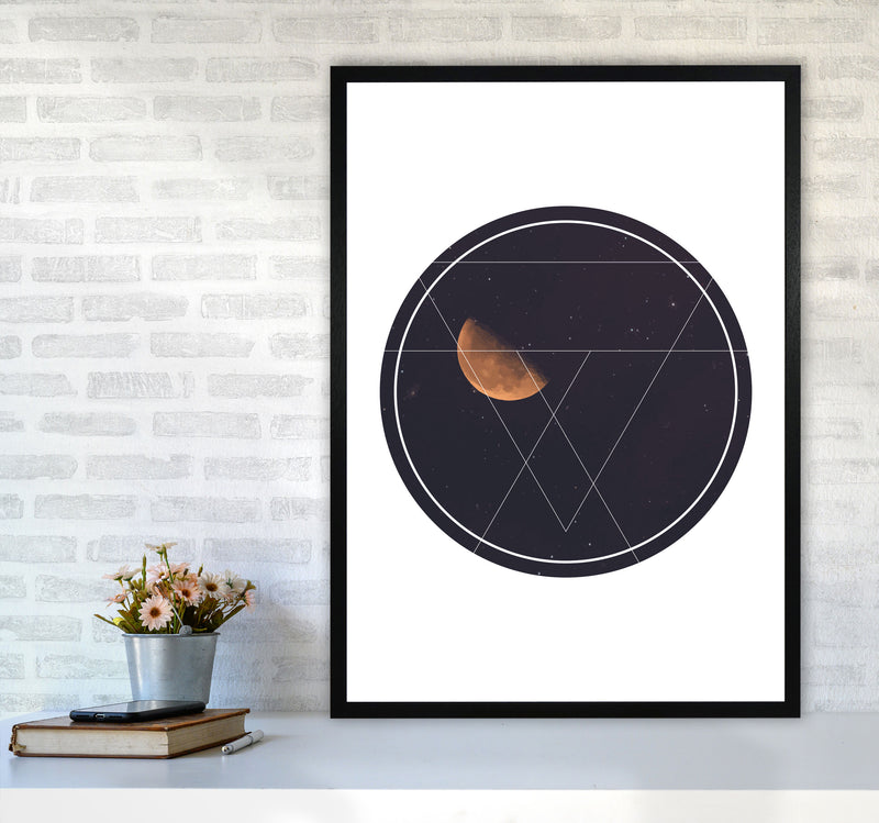 Black Moon Circle Modern Print A1 White Frame