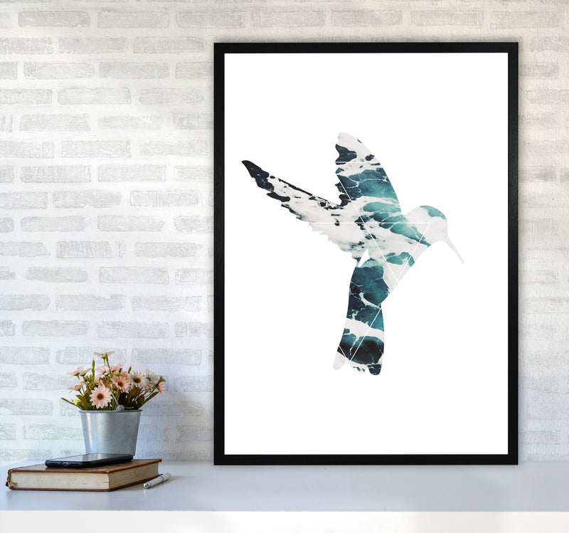 Blue Sea Bird Modern Print Animal Art Print A1 White Frame