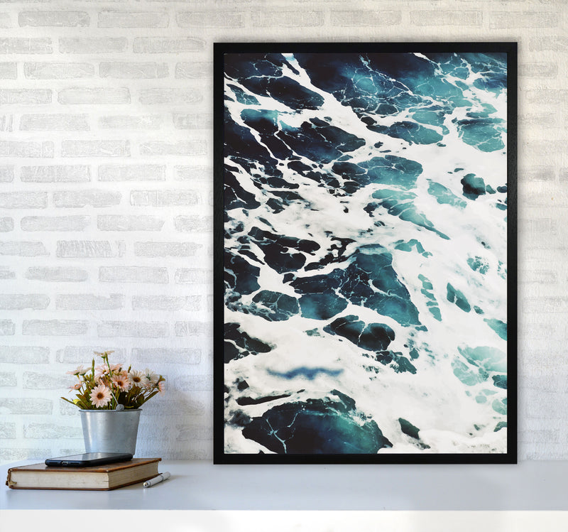 Blue White Water Modern Print, Framed Botanical & Nature Art Print A1 White Frame