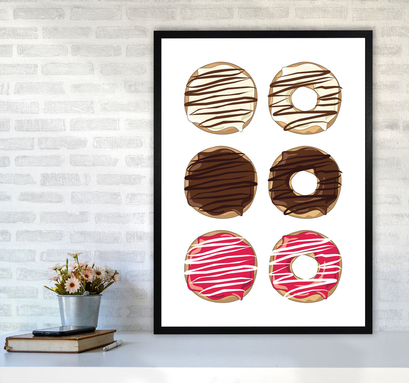 Donuts White Modern Print, Framed Kitchen Wall Art A1 White Frame