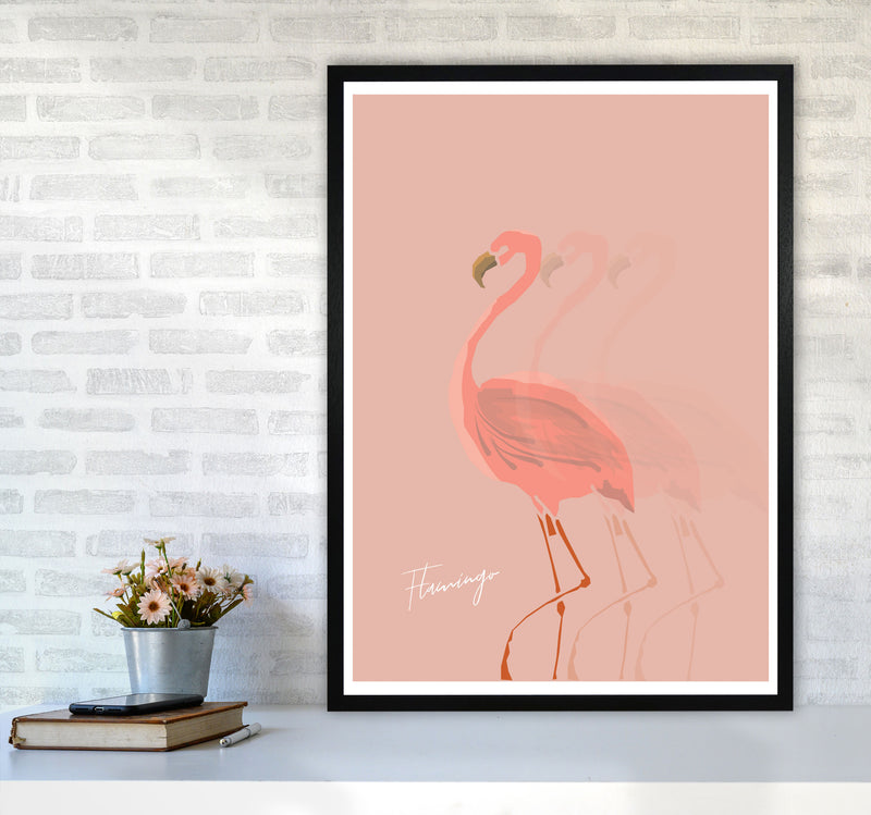 Flamingo Shadow Modern Print Animal Art Print A1 White Frame
