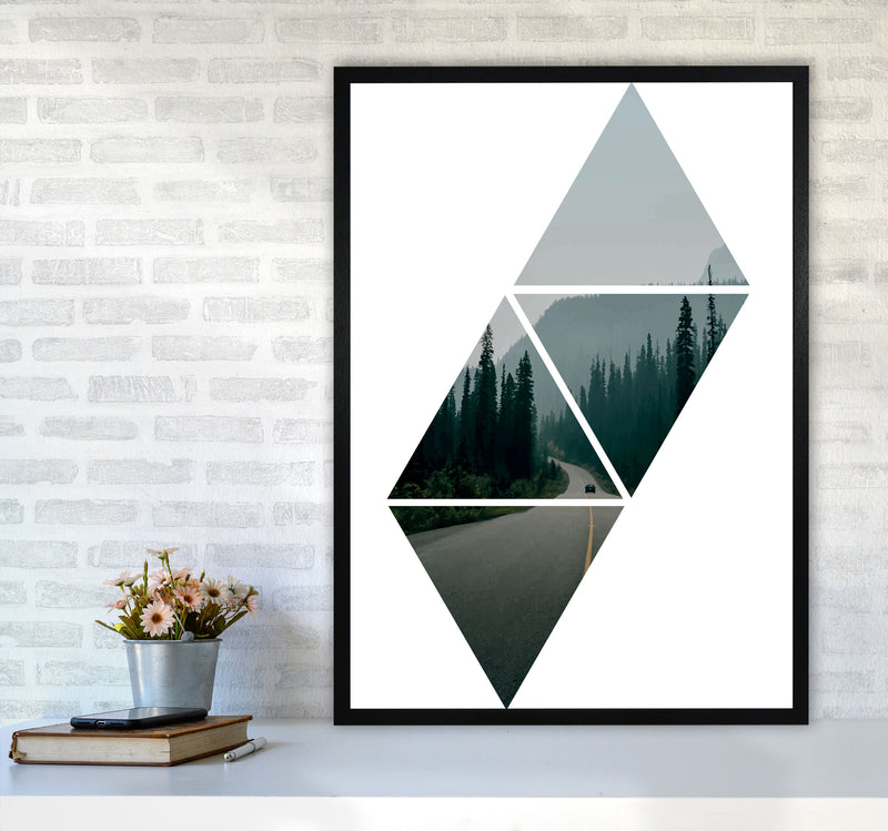 Abstract Triangles And Forest Modern Print A1 White Frame