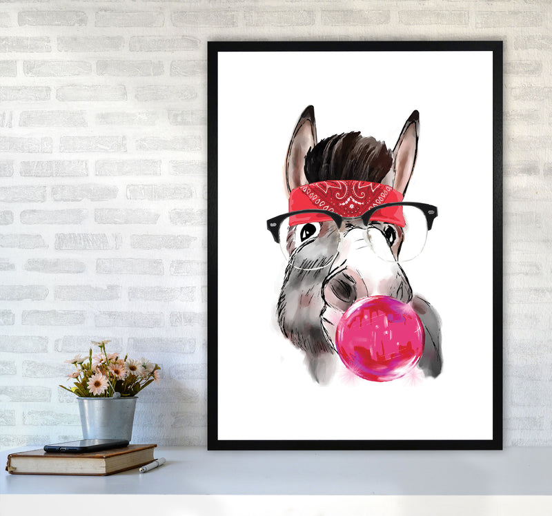 Gangster Donkey Modern Print Animal Art Print A1 White Frame