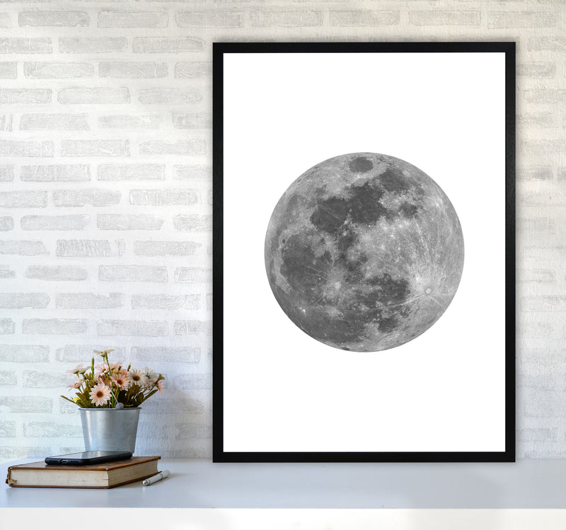 Grey Moon Modern Print A1 White Frame