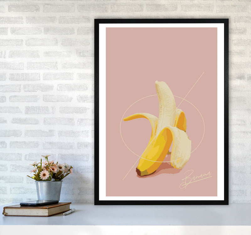 Banana Modern Print, Framed Kitchen Wall Art A1 White Frame