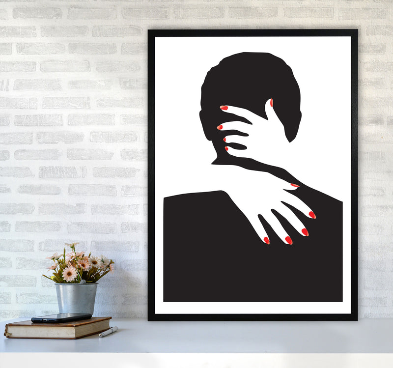 Abstract Man And Hands Modern Print A1 White Frame