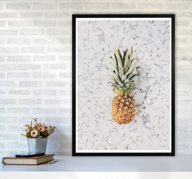Marble Pineapple Modern Print, Framed Kitchen Wall Art A1 White Frame