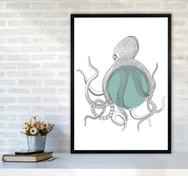 Marine Animals Octopus Modern Print Animal Art Print A1 White Frame