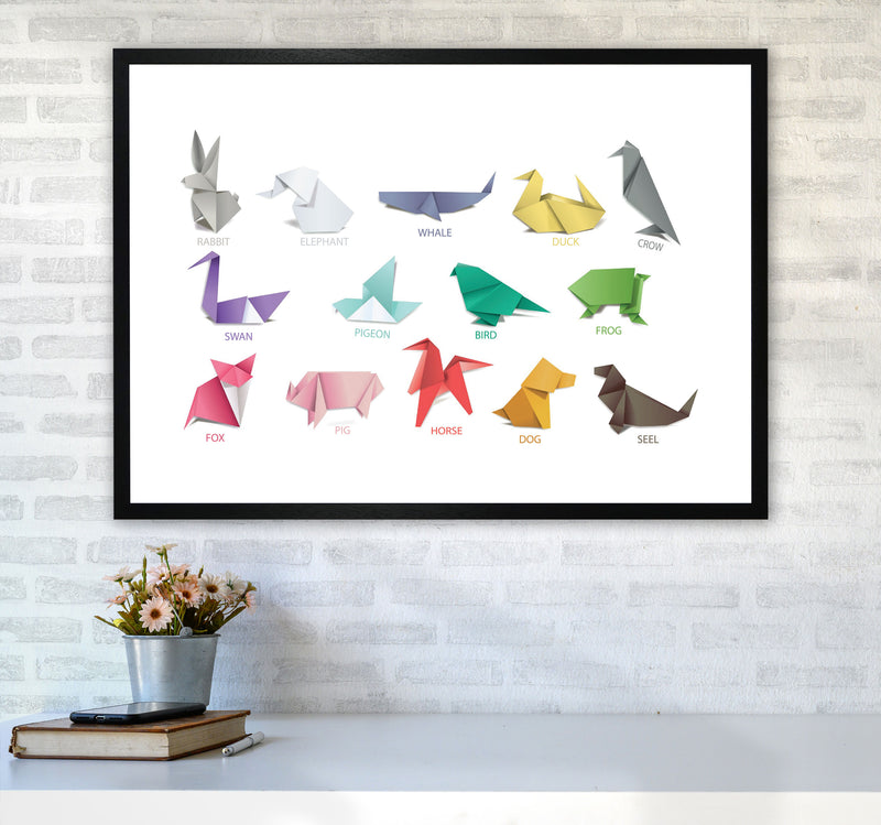 Origami Animals Modern Print A1 White Frame