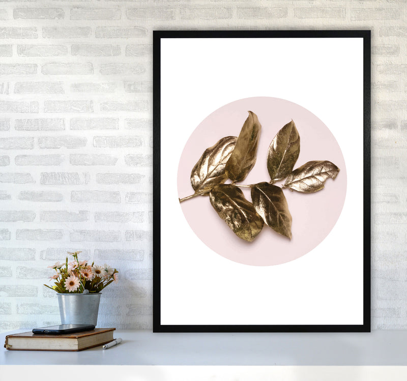 Pink And Gold Leaf Modern Print, Framed Botanical & Nature Art Print A1 White Frame