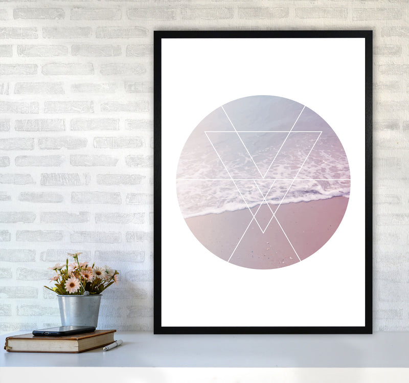 Pink And Blue Abstract Tide Modern Print A1 White Frame