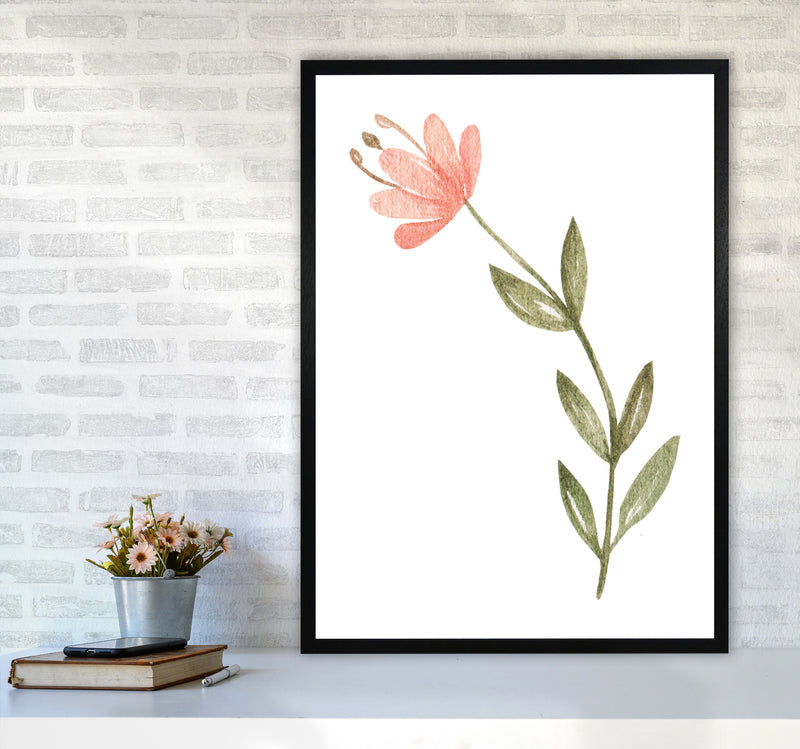 Pink Watercolour Flower 2 Modern Print A1 White Frame