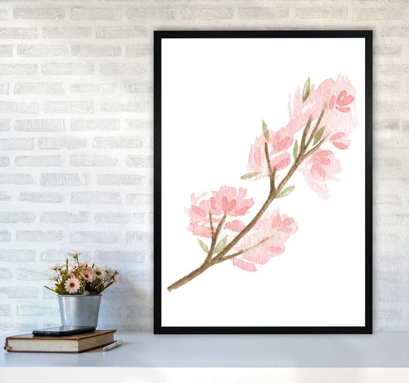 Pink Watercolour Flower 4 Modern Print A1 White Frame