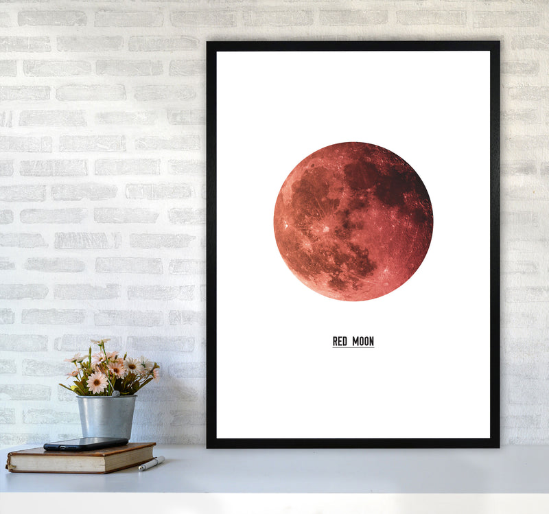 Red Moon Modern Print A1 White Frame
