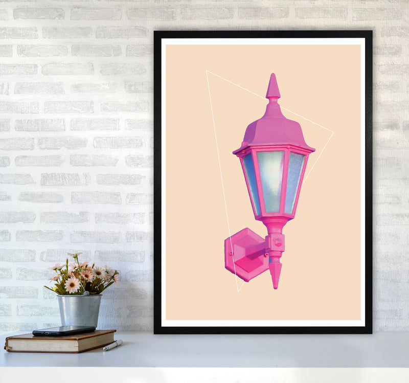 Pink Geo Lamp Modern Print A1 White Frame