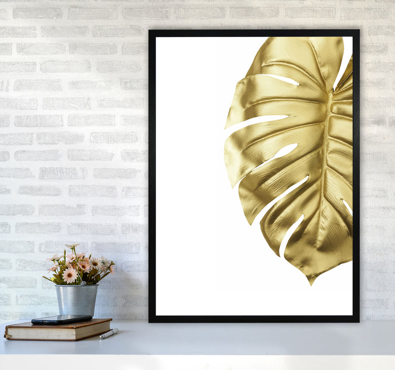 Gold Monstera Modern Print, Framed Botanical & Nature Art Print A1 White Frame