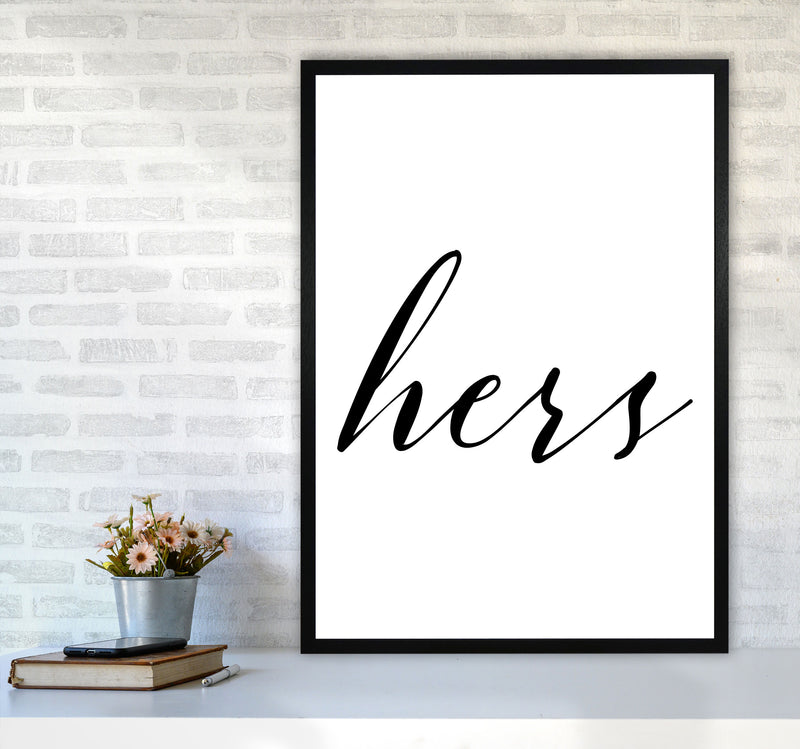 Hers Framed Typography Wall Art Print A1 White Frame