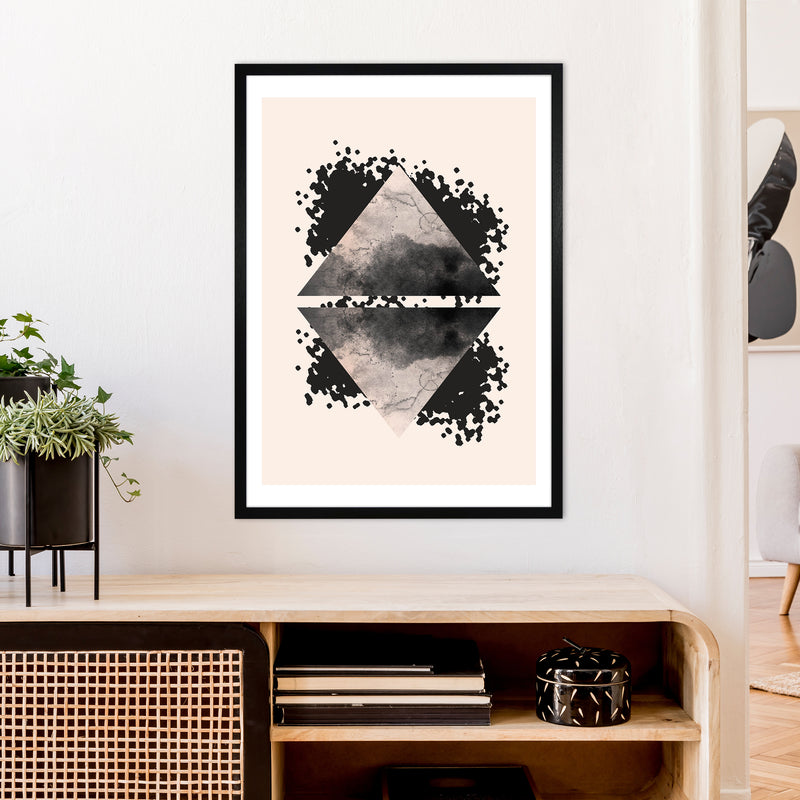 Nude And Black Watercolour 1 Art Print by Pixy Paper A1 White Frame