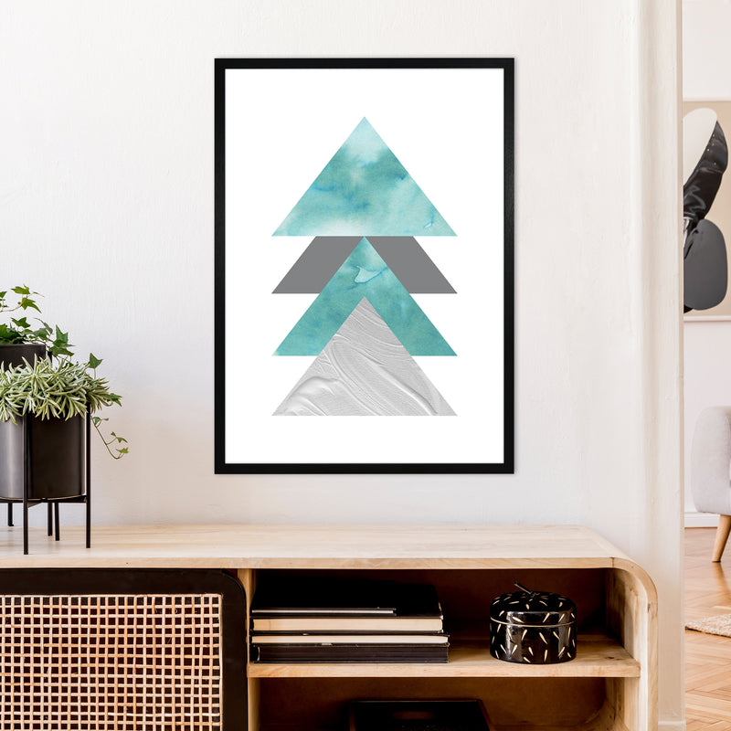Marble Teal And Silver 2 Art Print by Pixy Paper A1 White Frame