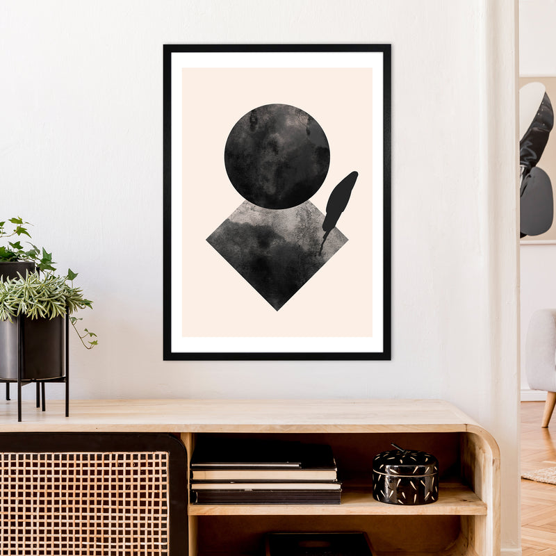 Nude And Black Watercolour 2 Art Print by Pixy Paper A1 White Frame