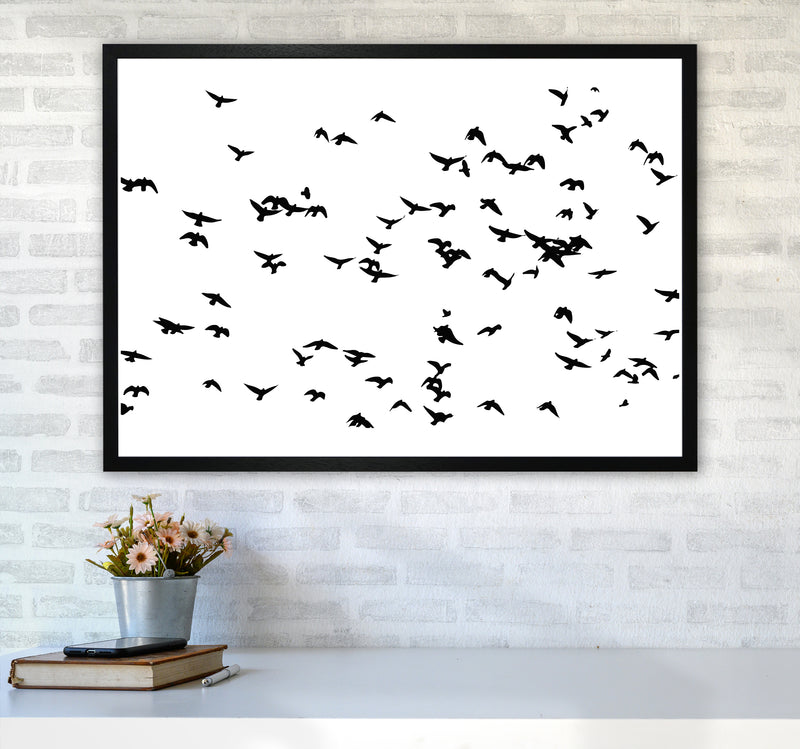 Flock Of Birds Landscape Art Print by Pixy Paper A1 White Frame