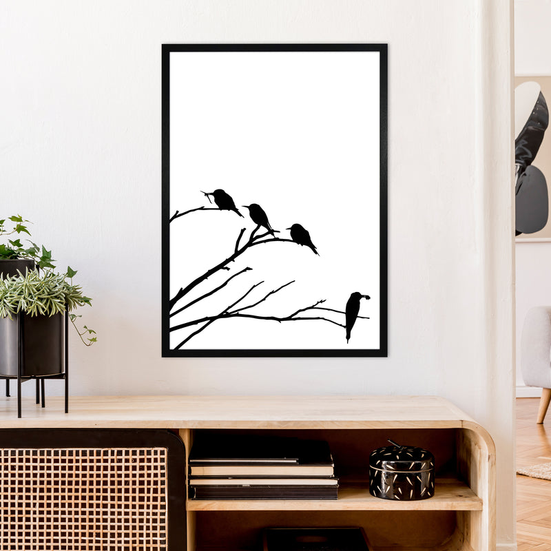 Corner Branch With Birds Art Print by Pixy Paper A1 White Frame