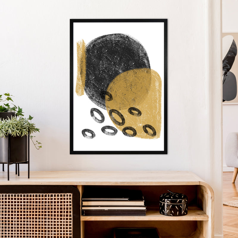 Dalia Chalk Black And Gold Bubbles  Art Print by Pixy Paper A1 White Frame