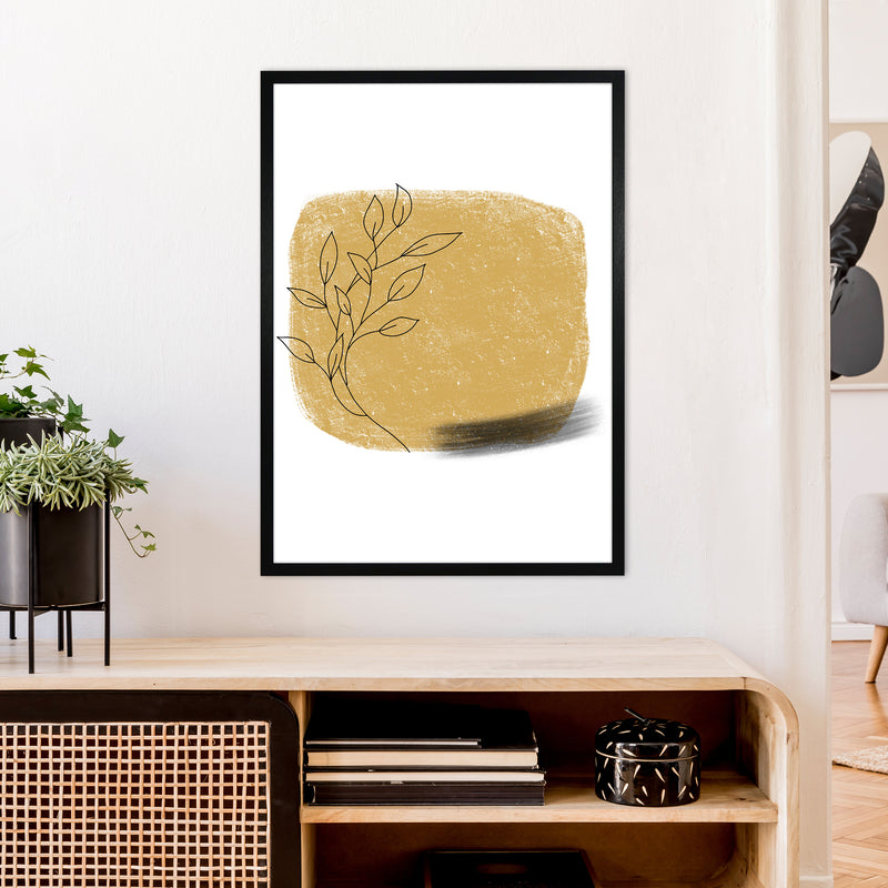 Dalia Chalk Gold Floral Square  Art Print by Pixy Paper A1 White Frame