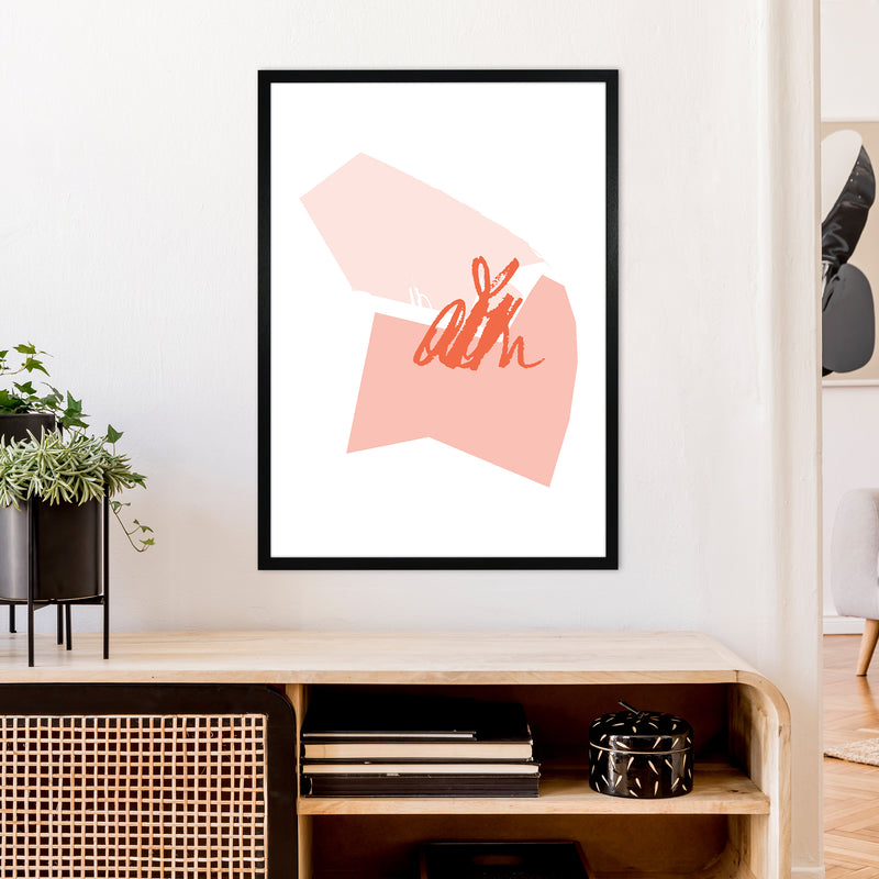 Pink And Coral Palette Shapes  Art Print by Pixy Paper A1 White Frame