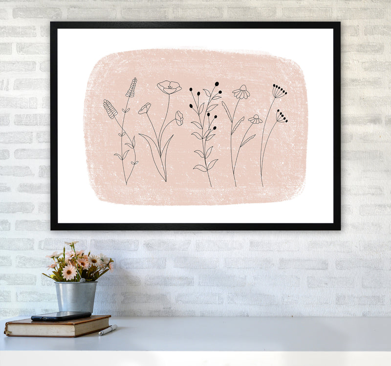 Dalia Chalk Landscape Floral  Art Print by Pixy Paper A1 White Frame