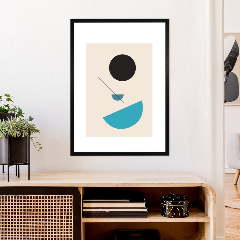 Mita Teal Abstract Shapes N2  Art Print by Pixy Paper A1 White Frame