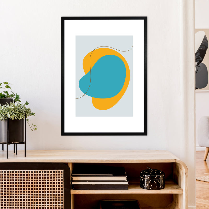 Mita Teal Bold Abstract N22  Art Print by Pixy Paper A1 White Frame