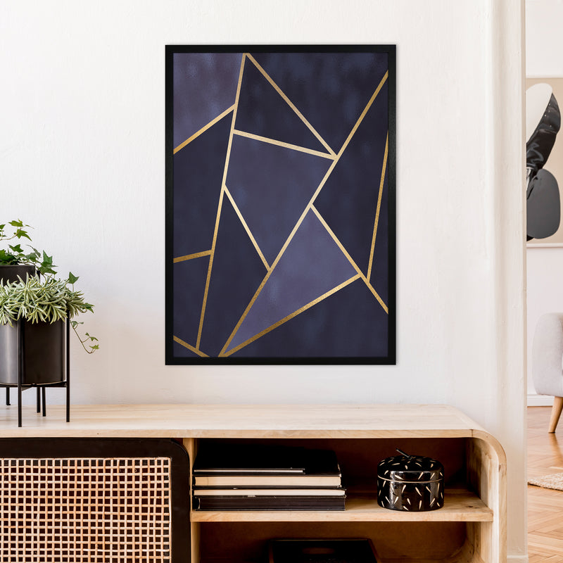 Lux Navy And Gold Geo Print  Art Print by Pixy Paper A1 White Frame