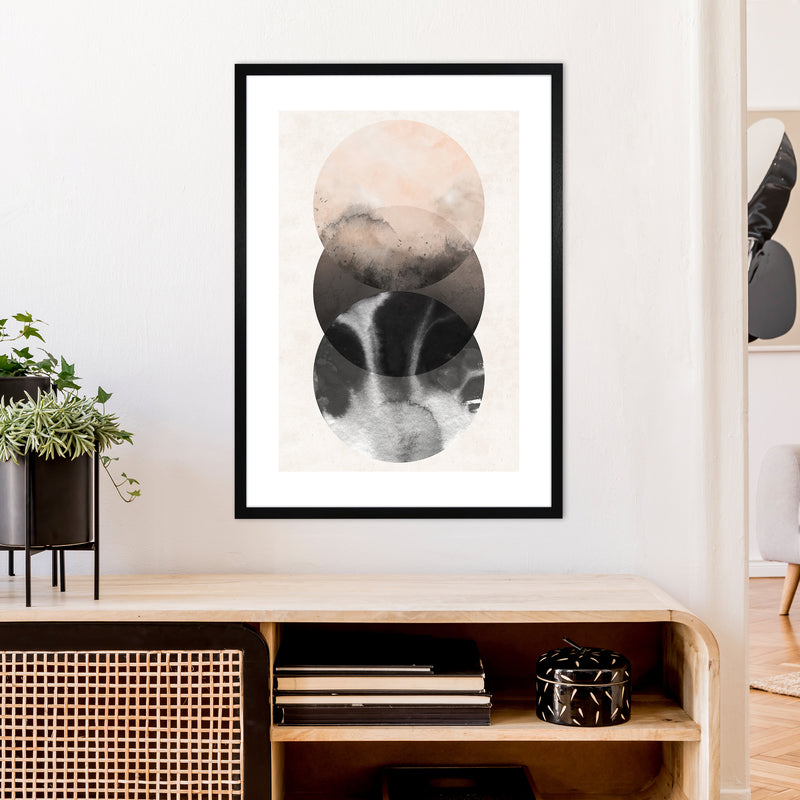 Nude And Pearl Three Circles  Art Print by Pixy Paper A1 White Frame