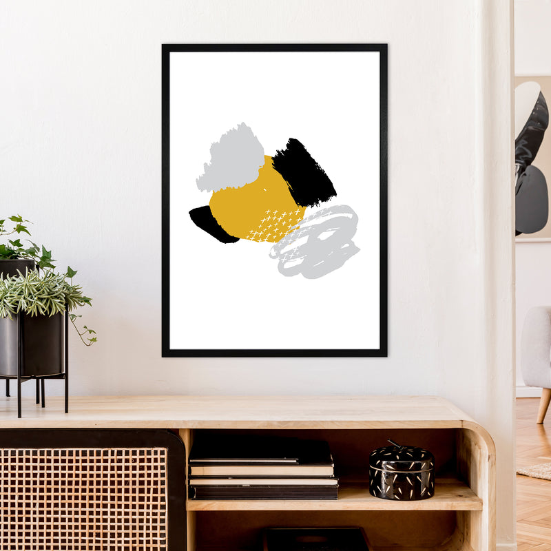 Mismatch Mustard And Black  Art Print by Pixy Paper A1 White Frame