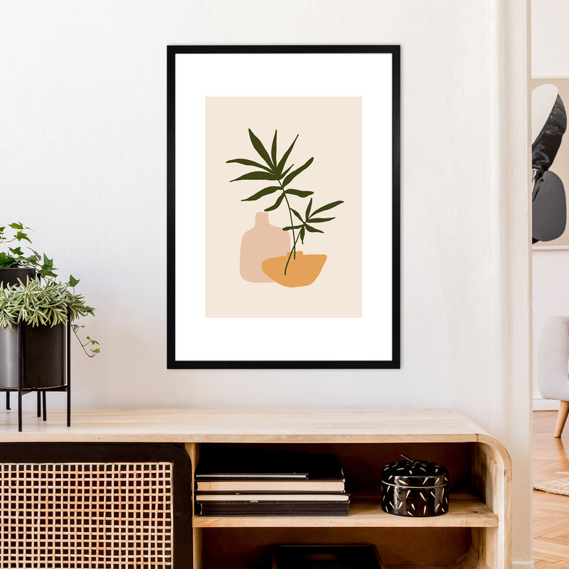 Mica Plant Pots Beige N1  Art Print by Pixy Paper A1 White Frame
