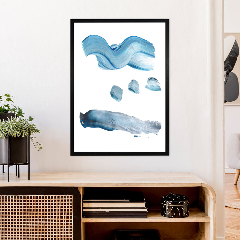 Light Blue Paint Strokes  Art Print by Pixy Paper A1 White Frame