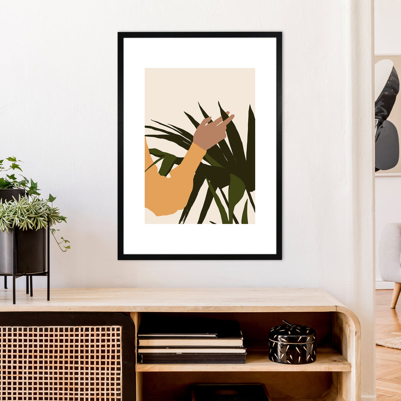 Mica Hand On Plant - N5  Art Print by Pixy Paper A1 White Frame