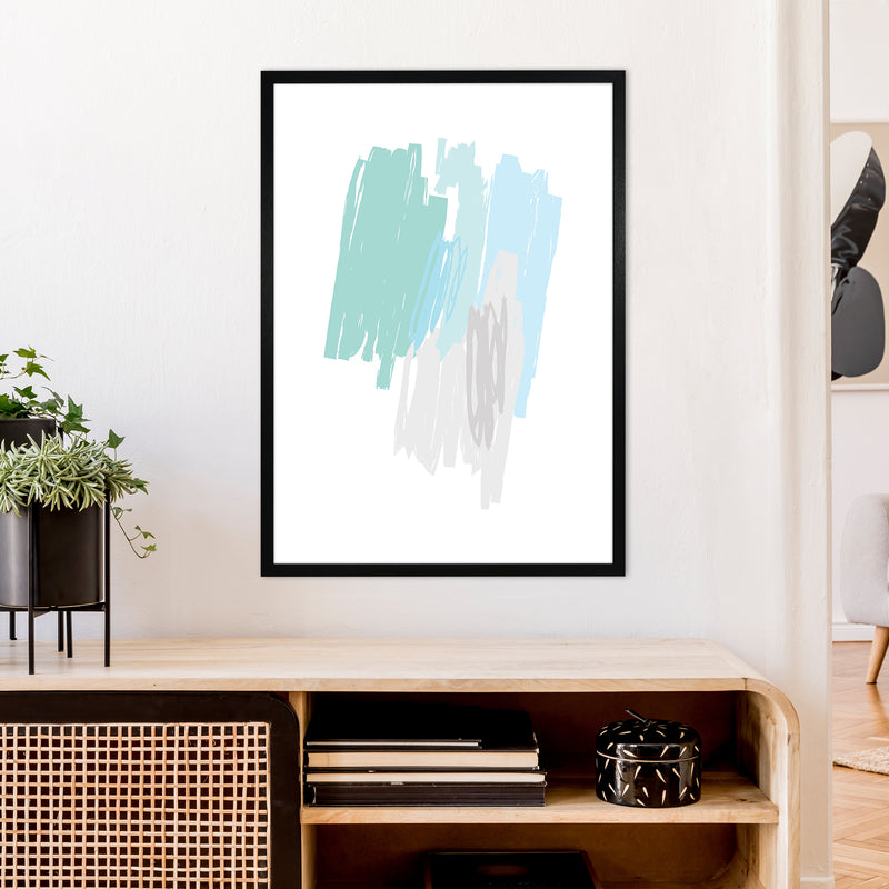 Mint Scribbles Drawings  Art Print by Pixy Paper A1 White Frame