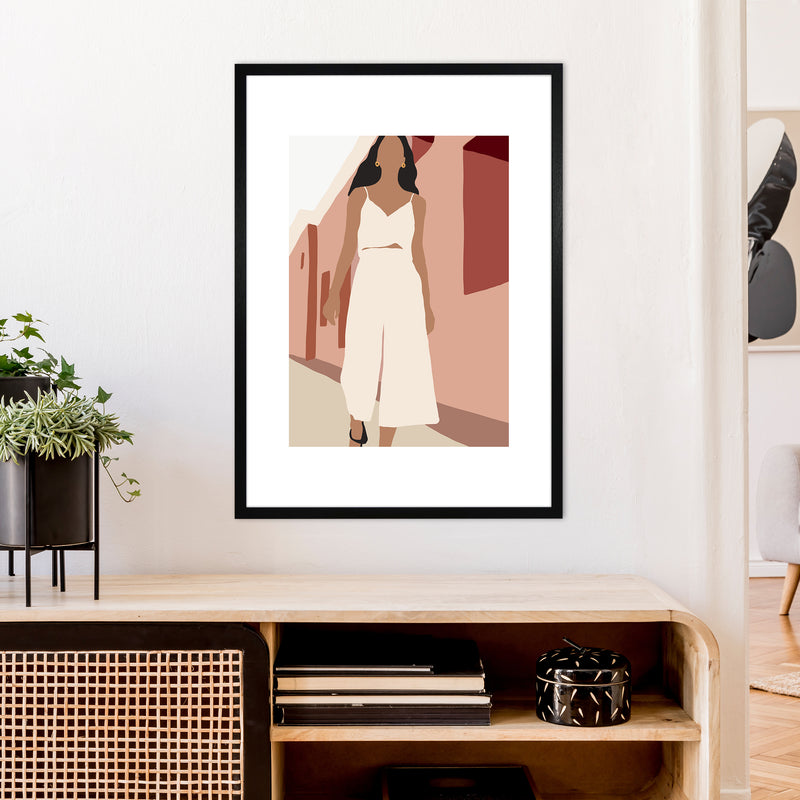 Mica Girl In Street N7  Art Print by Pixy Paper A1 White Frame