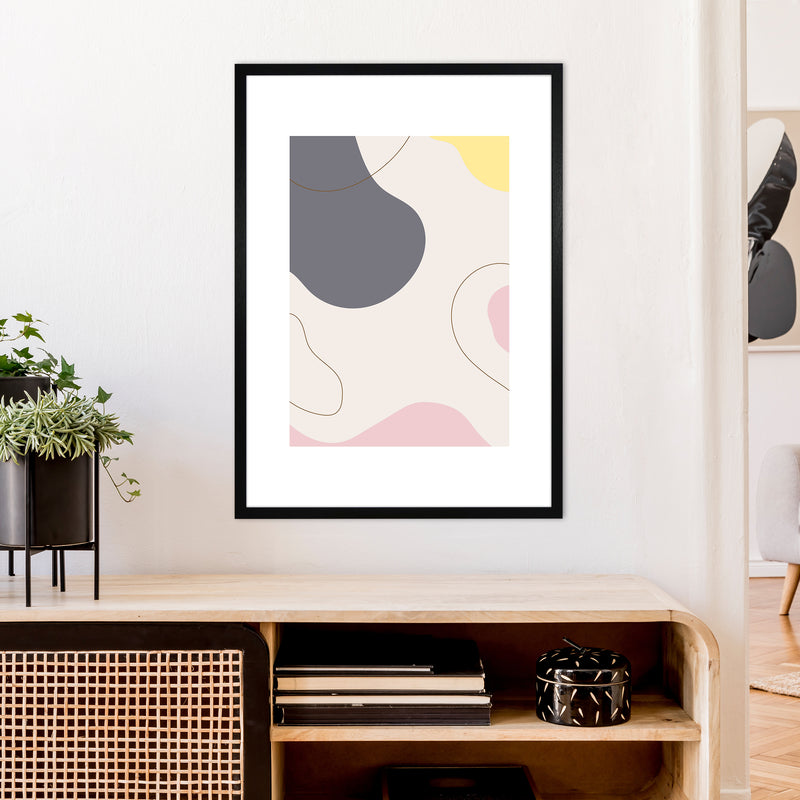 Mila Pink Abstract N17  Art Print by Pixy Paper A1 White Frame