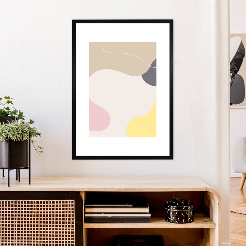 Mila Pink Abstract N24  Art Print by Pixy Paper A1 White Frame