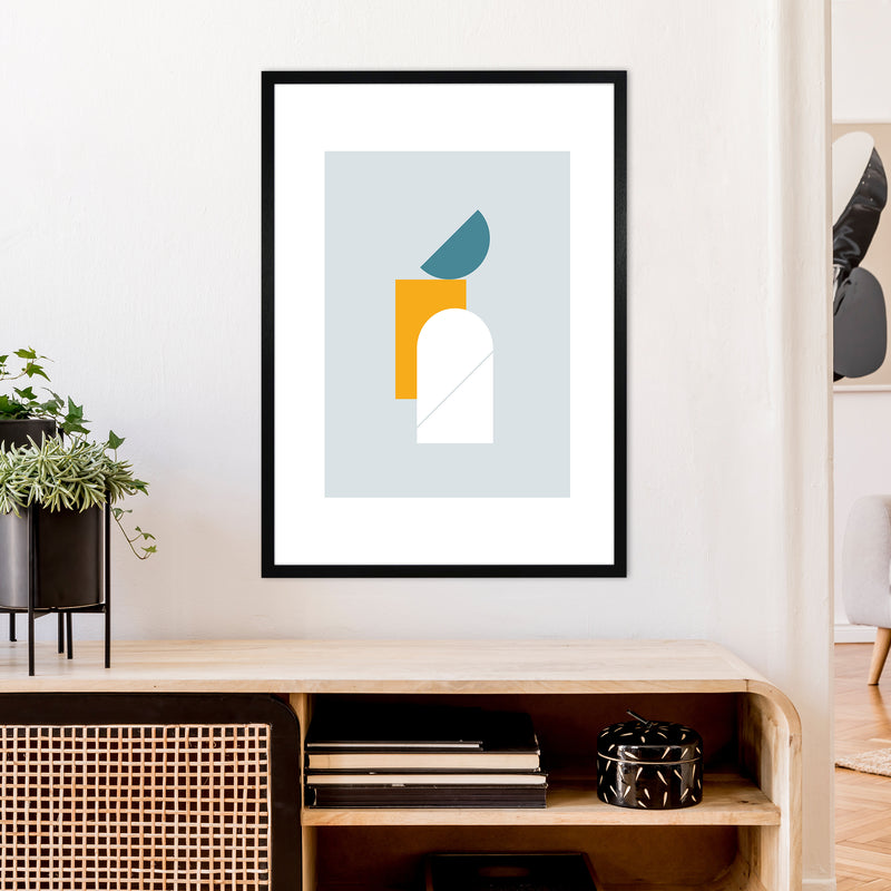 Mita Teal Abstract N10  Art Print by Pixy Paper A1 White Frame