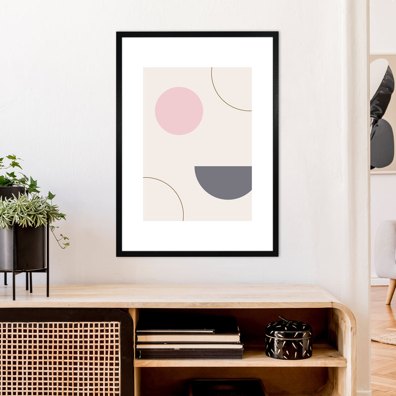 Mila Pink Abstract N23  Art Print by Pixy Paper A1 White Frame