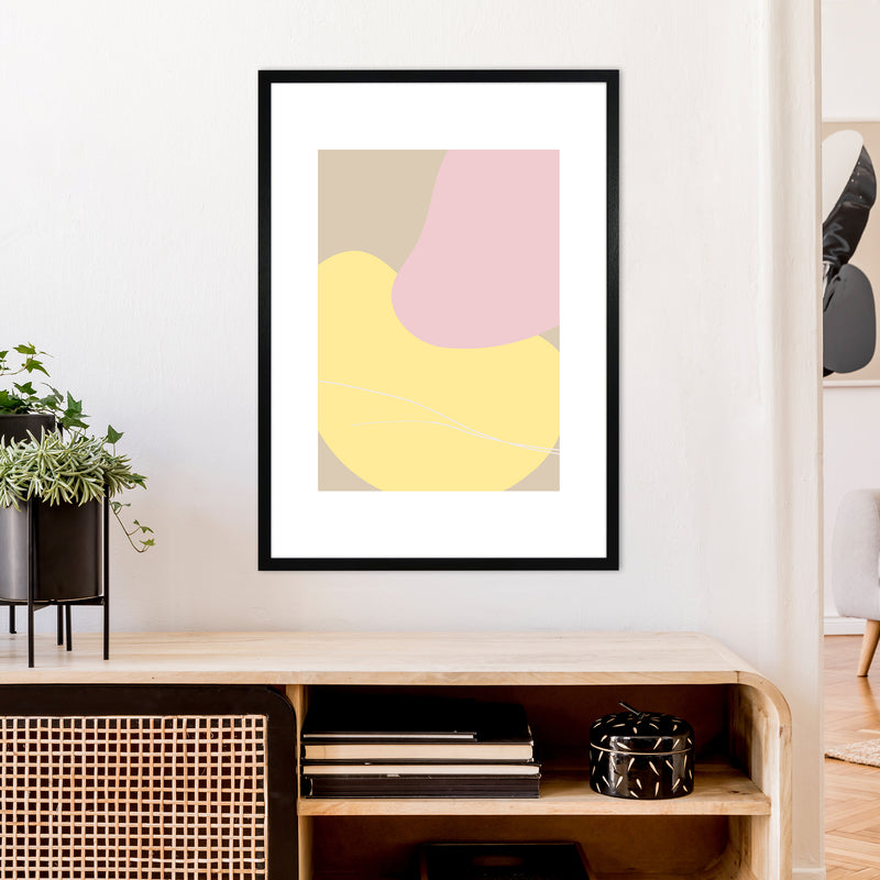 Mila Pink Abstract N20  Art Print by Pixy Paper A1 White Frame