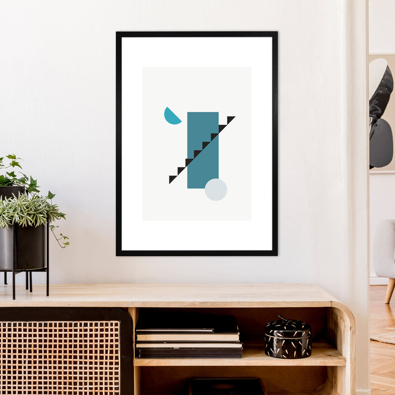 Mita Teal Abstract N11  Art Print by Pixy Paper A1 White Frame