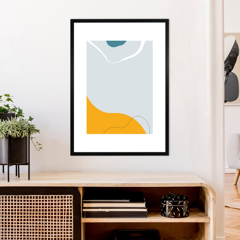 Mita Teal Abstract N21  Art Print by Pixy Paper A1 White Frame